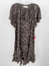 Pre-Owned Zimmermann Grey Size 0/4 Floral Hi-Low Short Sleeve Dress