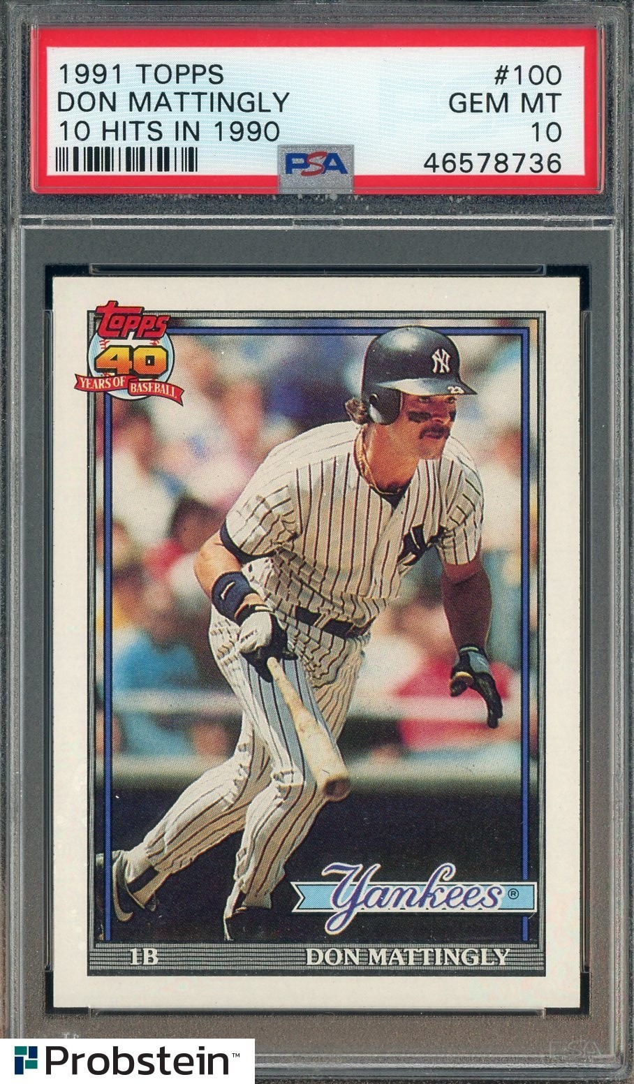 1991 Topps 10 Hits In 1990 #100 Don Mattingly New York Yankees PSA 10 GEM MINT