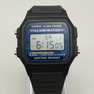Casio Mens Watch 35mm Digital Illuminator Black 3298 F-105 Alarm Chrono