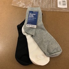 Old Navy Womens One Size Black White Gray Quarter Crew Socks 3-Pack NWT