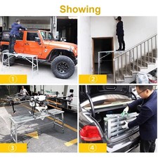 1200mm Adjustable Work Platform Hop Up Step Ladder Folding Stool Bench HeavyDuty