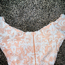 Winsdor Pink/White Floral Lace Bodycon Mini Dress Sweetheart Zip Back M/L