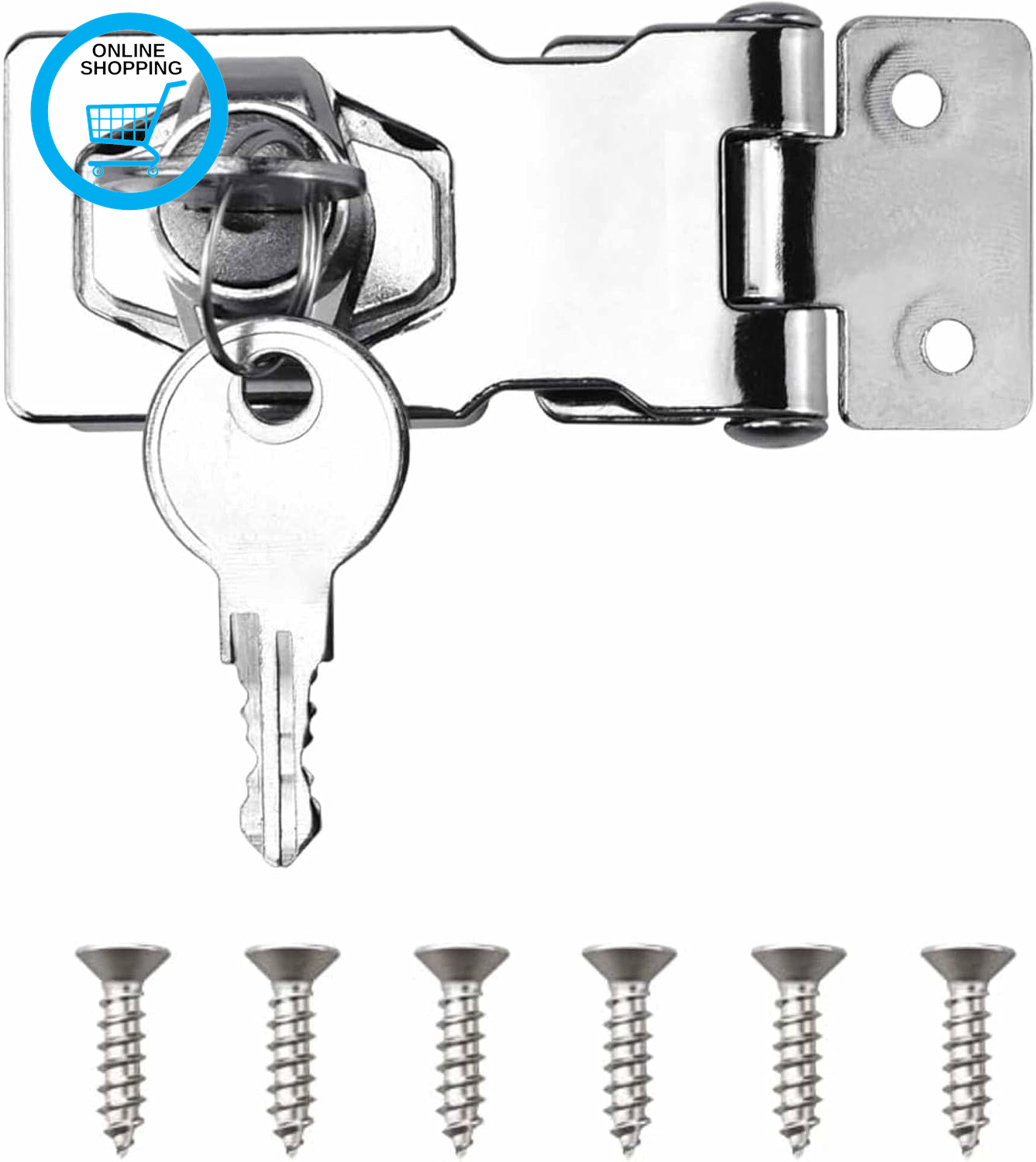 Keyed Hasp Lock Hasp and Staple with Padlock,Heavy Duty Shed Lock Door Lock Hasp