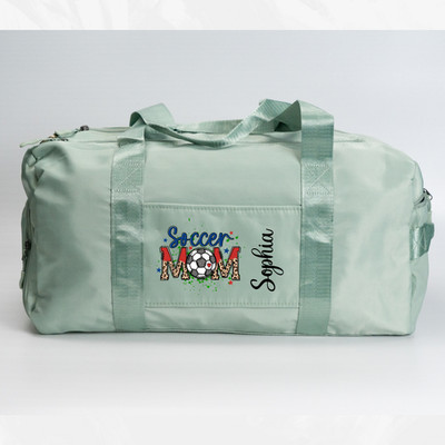 Personalized Soccer Mom Duffle Bag, Leopard Soccer Mom Weekender Bag, Soccer Mam