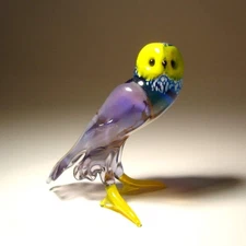 Glass Owl with Yellow Face Figurine