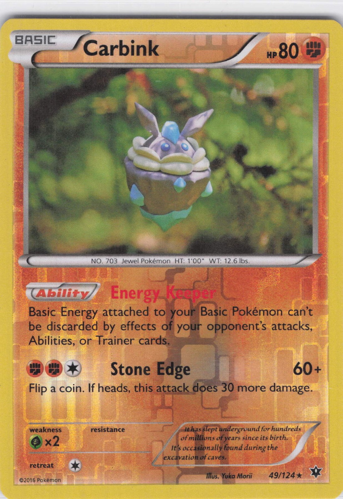 Carbink (49) Rare XY - Fates Collide 49/124 Reverse Holo LP-NM