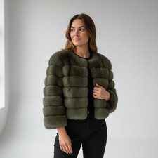 LoveaParis Luxus Khaki Grün Echt Fuchspelz C...