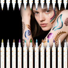 12 Colors Metallic Face Paint Glitter Tattoo Kit, Washable Glittering Face Body