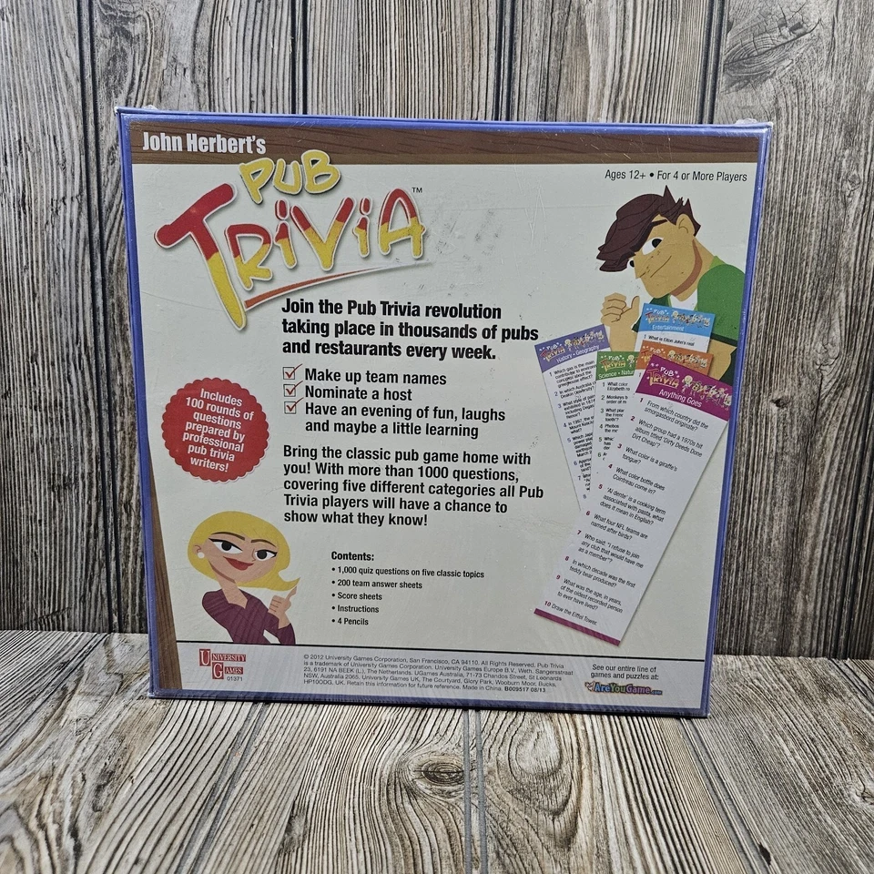 Pub Trivia Game - University Games John Herberts 2012 Sealed - Image 3 of 4