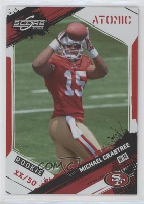 2009 Score Atomic Red National Convention /50 Michael Crabtree Rookie RC h8k