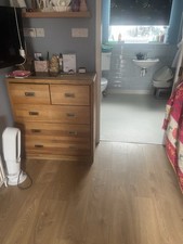 5 Drawer Wooden Chest of Drawers Brown Modern Stainless Handles 85x95x42cm