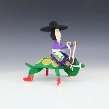 NATIVE AMERICAN NAVAJO FOLK ART COWBOY ON TURTLE BY DELBERT BUCK