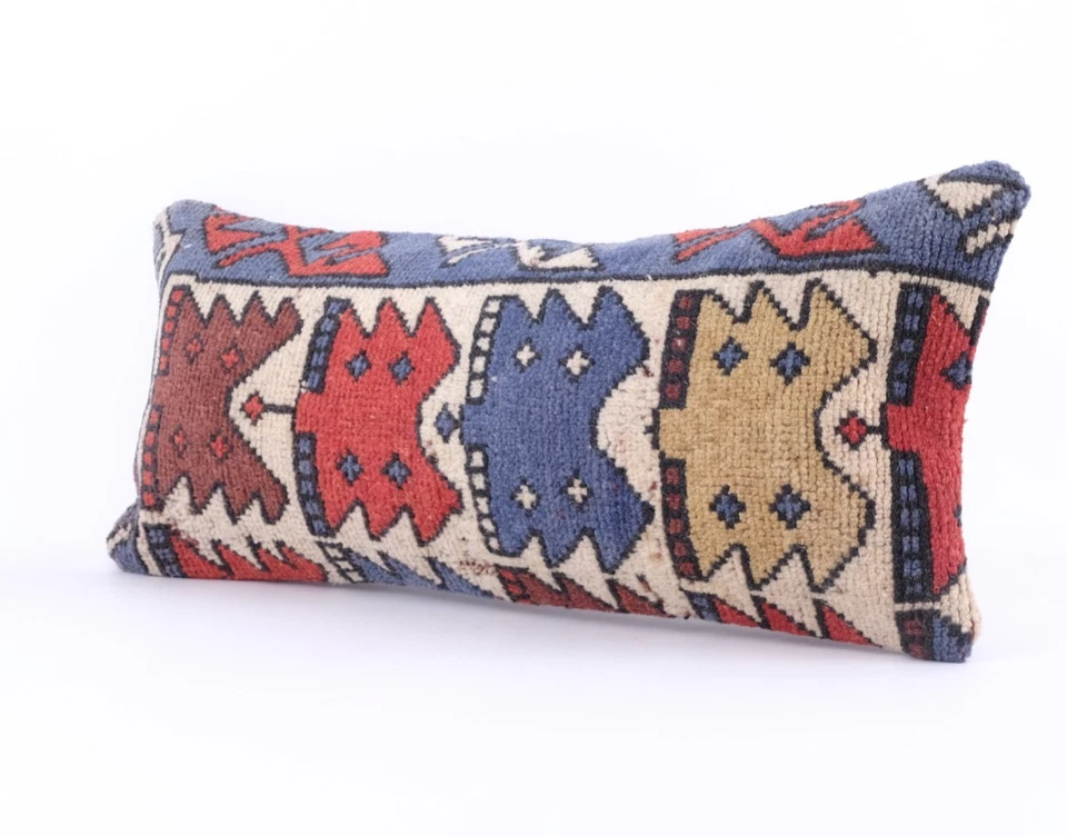 10"x24" 25x60 Hand Woven Turkish Anatolian Kilim Vintage Pillow Cover Cushion - Image 2 of 4