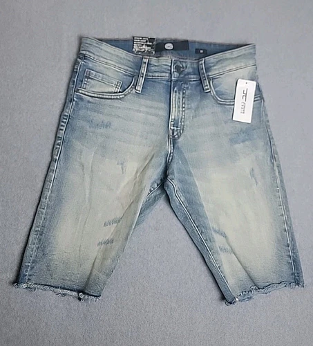 Jordan Craig pantaloncino denim uomo 30x12 5 blu chiaro effetto invecchiato elasticizzato eredità NUOVO