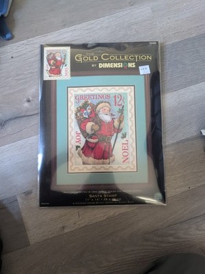 VTG Dimensions Gold Collection Santa Stamp Cross Stitch Kit 8688 Donna Race Q6