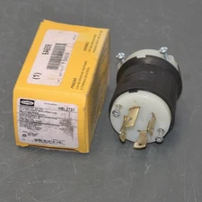 Hubble L16-30P Locking Plug HBL2731, 480V, 20A, 3 Pole/4 Wire, 5 HP, 16 to 8 AWG