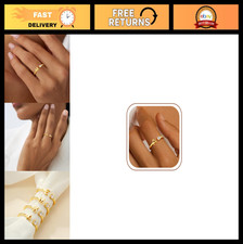 Gold Initial Rings for Women Girls, 14K Gold Plated Adjustable Initial Rings Tee