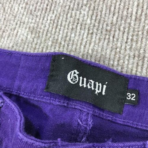 Pantalones de mezclilla Guapi para hombre 32 púrpura desgastado triturados deshilachados de diseñador llamativos - Imagen 3 de 15