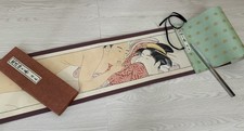 JAPANESE HANGING SCROLL woodblock print/reproduction printing shunga