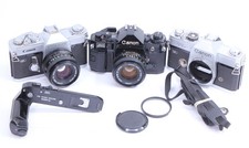 Superb Black Canon A-1 Film Slr Camera FD 50mm f1.8 Lens Pellix, QL Motor Drive
