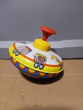 1950s Vintage Tin Ohio Art Toy Spinning Top Antique USA Train Circus Animals