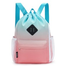 Drawstring Backpack Sports Gym Bag with Shoes Compartment, Water-Resistant St...