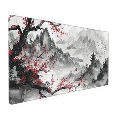 Japanese Watercolor Cherry Blossom Waterproof XXL Desk Mouse Pad 35.4x15.7 Inch