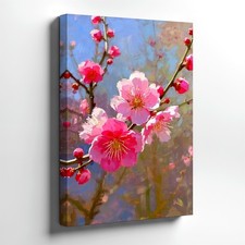 Wall Art Pink Cherry Blossom Floral Spring Flower Painting Living Bedroom Print