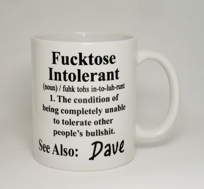Fucktose Intolerant Tasse unhöflich lustig Schwur Definition Geschenk Geheimtasse personalisiert