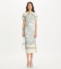Tory Burch Printed Mesh Polo Dress (Blue Zebra Scarf)