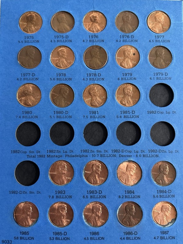 1975- 1987 Lincoln Cents Set Of 23
