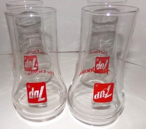 SET OF 4 NEW VINTAGE 7UP THE UNCOLA GLASSES! REALLY SWEET COLLECTIBLE GLASSES!