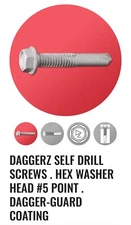 Daggerz Self-drill #5 Point Screws-1/4-20 X 1  1/2 Hex Washer Head - Box Of 1500