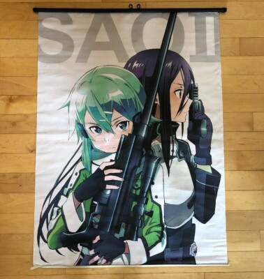 Large Cloth Poster SAO II Taito Sword Sinon Kirito GGO 31 x42  Anime Wall Art