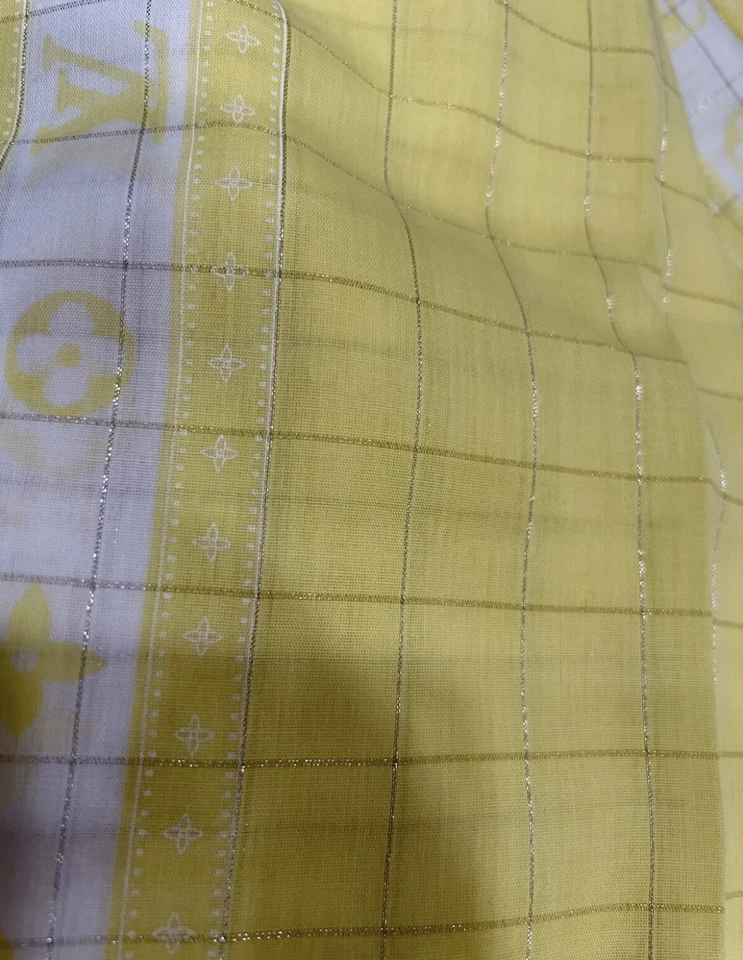 NUEVO Louis Vuitton Mujer Bufanda de Playa Amarillo Blanco Talla 65x50 Auténtico Foto 4 de 4
