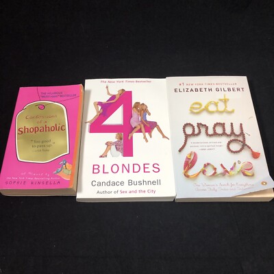 Lot of 3 Romantic Comedy Books - 4 Blondes, Eat, Pray, Love and SHOPAHOLIC