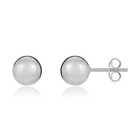 18 Carat White Gold Polished Ball Stud Earrings, 10mm