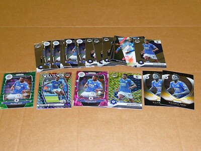 WILFRED NDIDI SOCCER LOT OF 22 PRIZM W/PINK ICE GREEN WAVE MOSAIC SILVER W2563