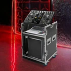 10U PA DJ Rack Road Case with 11U Slant Mixer Top Studio 2 Tiers Rolling Casters