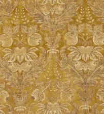 GP & J Baker Curtain Fabric 'LAPURA DAMASK - OCHRE' 3.6 METRES Linen Blend