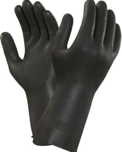 6 Pairs Black Neoprene Lined Solvent Handling Gloves Alphatec 09-022 Sz 10-