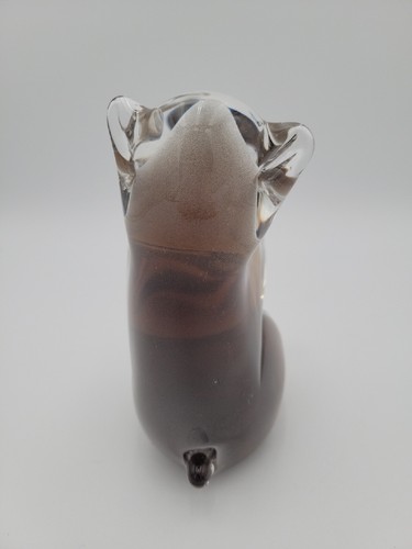 FM Konstglas Ronneby Sweden Hand Crafted Glass Brown & Clear Bear B32 - Bild 5 von 13