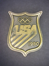 vintage 1980 USA Olympic design belt buckle made by Bergamot Brass co. Z83