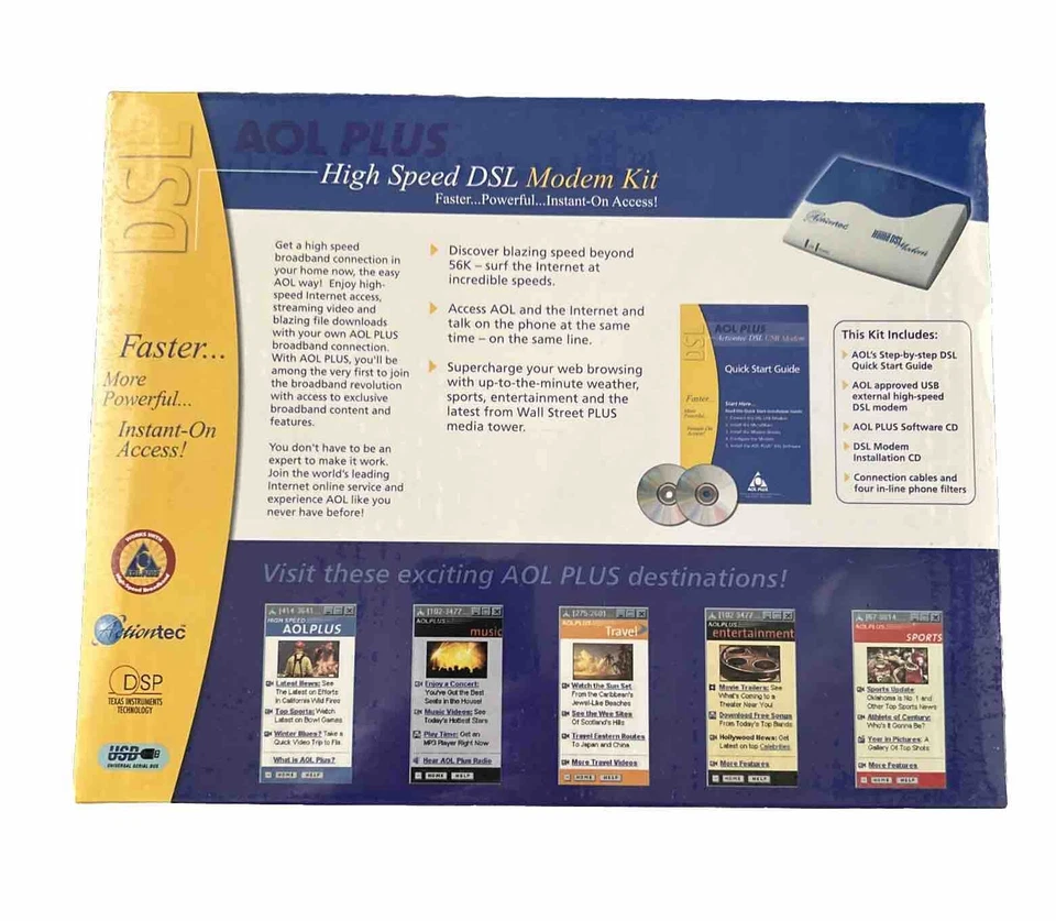 AOL Plus High Speed DSL Modem Kit Vtg Tech Computer History Man Cave Internet - Image 4 of 4
