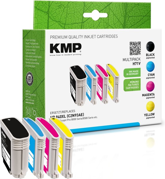 Kmp Vorteilspack H71V FüR Nr. 940 Xl Hp Officejet Pro 8000 Schwarz, Cyan, Magent-image