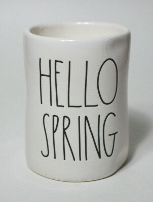Rae Dunn Easter HELLO SPRING LL Rustic Artisan Candle Pink Peony Scent New