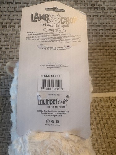LAMBCHOP Dog Squeak Toy Shari Lewis 11" Multipet Plush Red Beige NEW - Picture 5 of 5