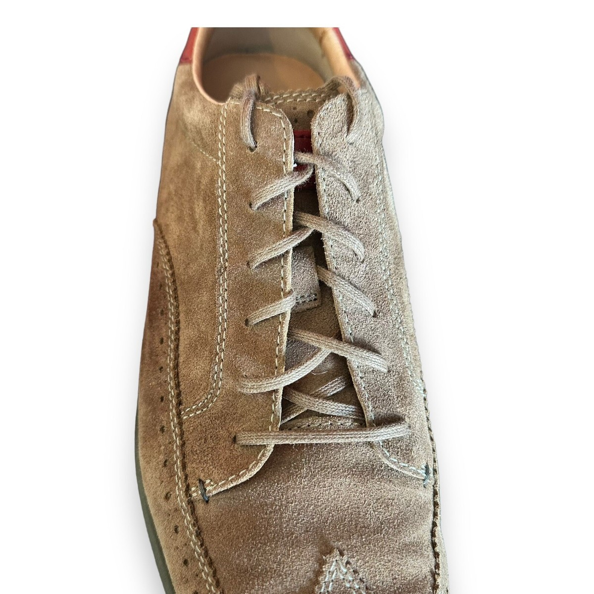 Fossil Mens Size 10 Oxford Wingtip Suede Leather Shoes Tan 