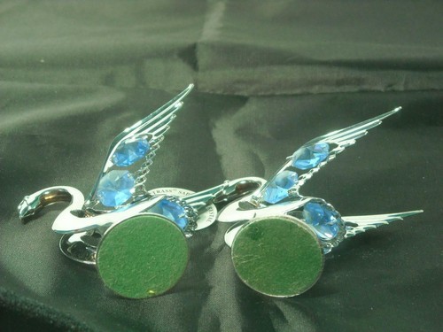 2x CISNES CROMADOS cada uno con 5x STRASS Cristales de Zafiro Mascota EE. UU. con Etiqueta - Imagen 5 de 6