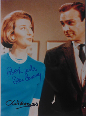 Sean Connery (+) & Lois Maxwell (+) orig. Autogramm  '' Bond 007 '' Motiv 20x25